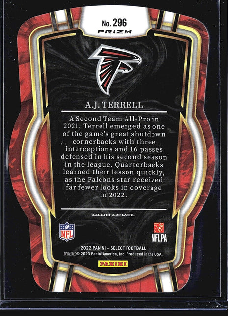 2022 Panini Select - Club Level Black & Red Prizm Die-Cut #296 A.J. Terrell
