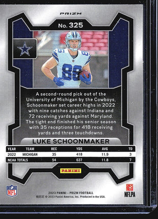 2023 Panini Prizm - Rookies #325 Luke Schoonmaker (RC) Silver