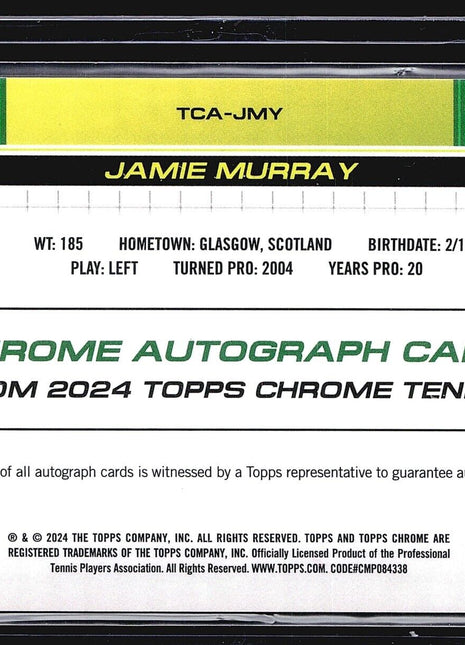 2024 Topps Chrome Tennis Blue Auto Jamie Murray #TCA-JMY /250