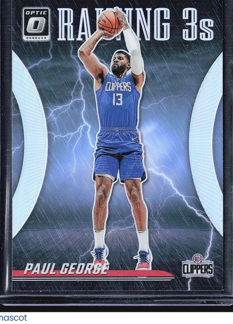 2023-24 Panini Donruss Optic - Raining 3s #6 Paul George Silver Holo
