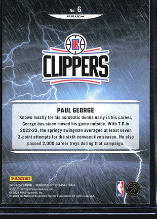 2023-24 Panini Donruss Optic - Raining 3s #6 Paul George Silver Holo
