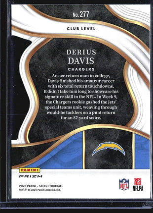 2023 Panini Select Club Level Red & Yellow Prizm Die-Cut #277 Derius Davis rc