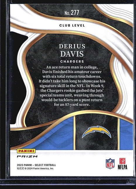 2023 Panini Select Club Level Red & Yellow Prizm Die-Cut #277 Derius Davis rc
