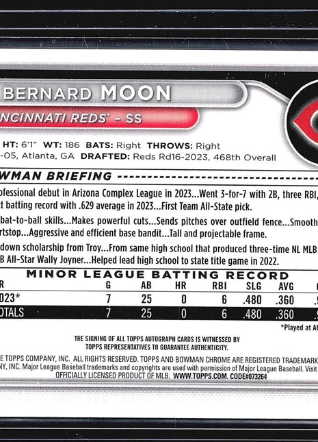 2024 Bowman Chrome 1st Prospect Auto #CPA-BMO Bernard Moon