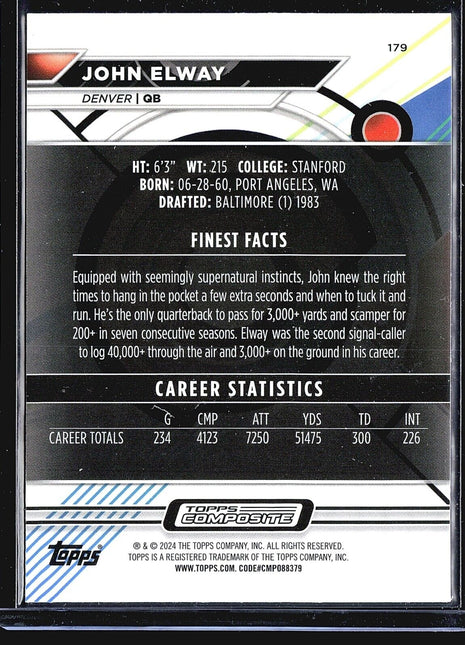 2023 Topps Composite - Topps Finest Checkerboard Refractor #179 John Elway
