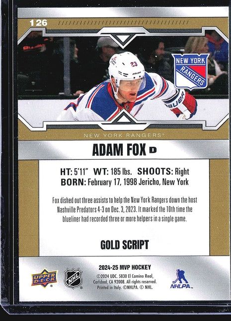 2024 Upper Deck Gold Script Adam Fox #180