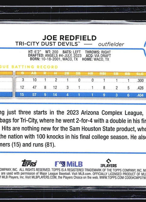 2024 Topps Pro Debut - Chrome #PDC-5 Joe Redfield (RC) Blue Refractor /150