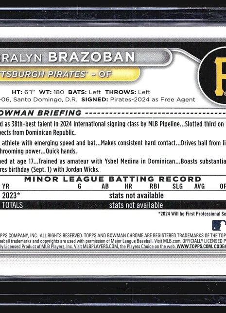 2024 Bowman Chrome 1st Bralyn Brazoban #BCP-224