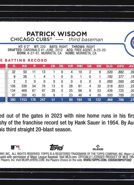 2024 Topps Series 1 - #328 Patrick Wisdom Gold Foil