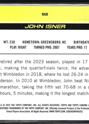 2024 Topps Chrome Tennis Sapphire John Isner #92