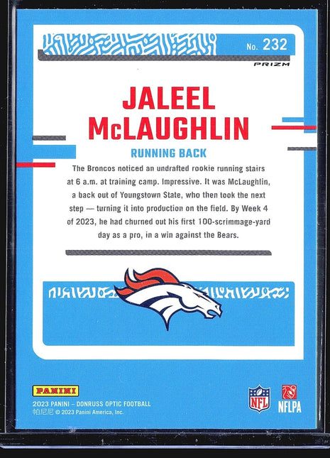 2023 Panini Donruss Optic - Rated Rookie #232 Jaleel McLaughlin (RC) Silver Holo