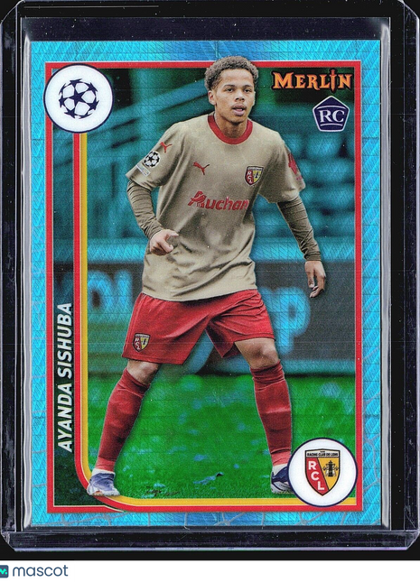 2023-24 Topps Merlin Ayanda Sishuba #136 Aqua Shimmer