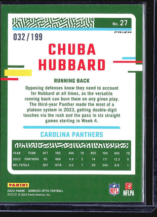 2023 Panini Donruss Optic - #27 Chuba Hubbard Blue /199