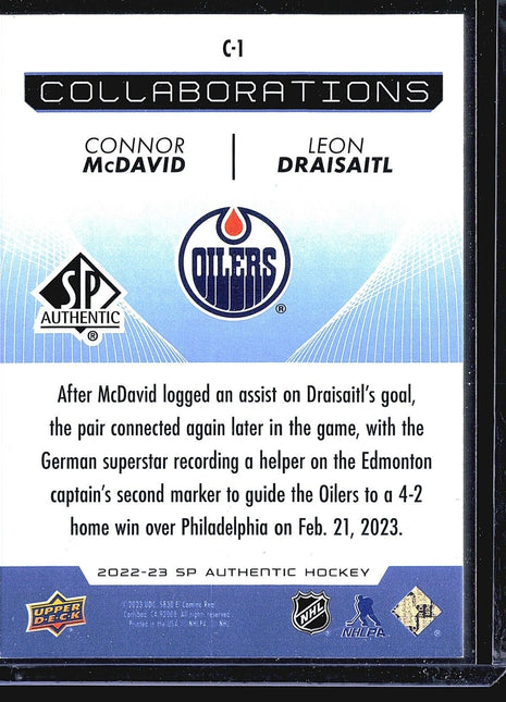 2022-23 SP Authentic - Collaborations #C-1 Connor McDavid Leon Draisaitl Blue