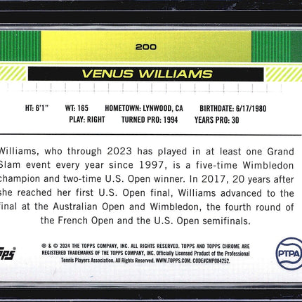 2024 Topps Chrome Tennis Sapphire Venus Williams #200