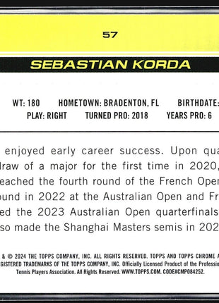 2024 Topps Chrome Tennis Sapphire Sebastian Korda #57