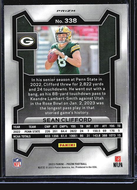 2023 Panini Prizm - Rookies Disco Prizm #338 Sean Clifford (RC)