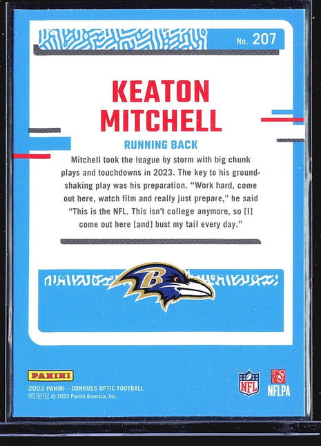 2023 Panini Donruss Optic - Rated Rookie #207 Keaton Mitchell (RC)