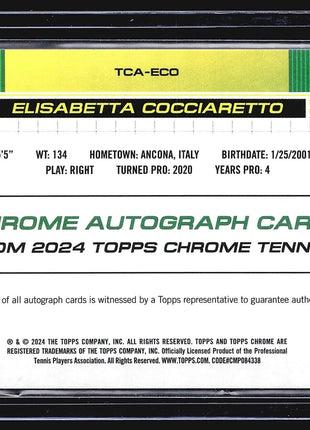 2024 Topps Chrome Tennis Auto Elisabetta Cocciaretto #TCA-ECO