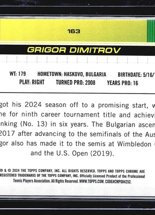 2024 Topps Chrome Tennis Sapphire Green Grigor Dimitrov #163 /125