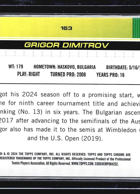 2024 Topps Chrome Tennis Sapphire Green Grigor Dimitrov #163 /125