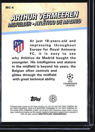 2023-24 Topps Merlin Chosen One #MC-4 Arthur Vermeeren (RC)