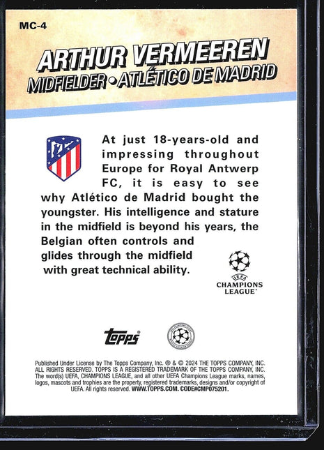 2023-24 Topps Merlin Chosen One #MC-4 Arthur Vermeeren (RC)