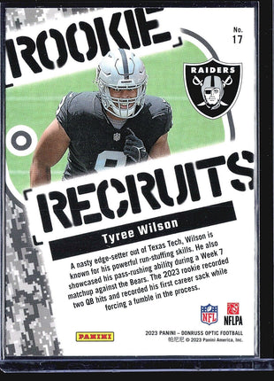 2023 Panini Donruss Optic - Rookie Recruits #17 Tyree Wilson (RC)