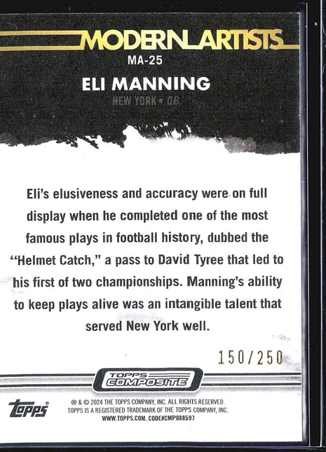 2023 Topps Composite - Modern Artists #MA-25 Eli Manning Green /250