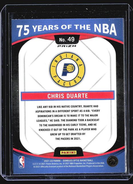 2021-22 Panini Prizm - Optic 75 Years of the NBA #49 Chris Duarte (RC)