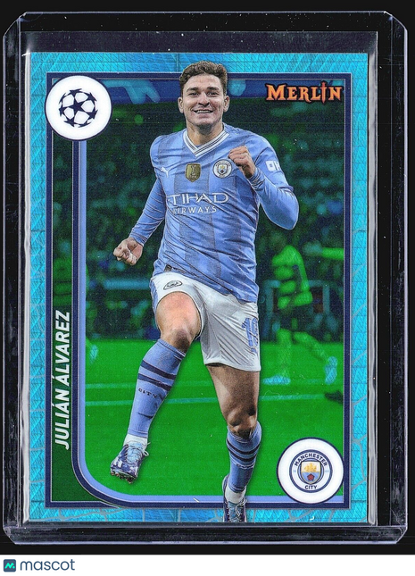 2023-24 Topps Merlin UEFA Club Competitions - #76 Julian Alvarez Aqua Hyper