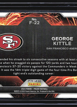 2023 Panini Prizm - Fireworks Green Ice Prizm #F-22 George Kittle