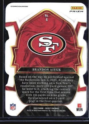 2022 Panini Select - Concourse Green & Yellow Prizm Die-Cut #4 Brandon Aiyuk