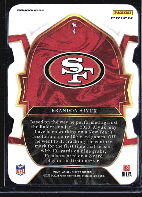 2022 Panini Select - Concourse Green & Yellow Prizm Die-Cut #4 Brandon Aiyuk