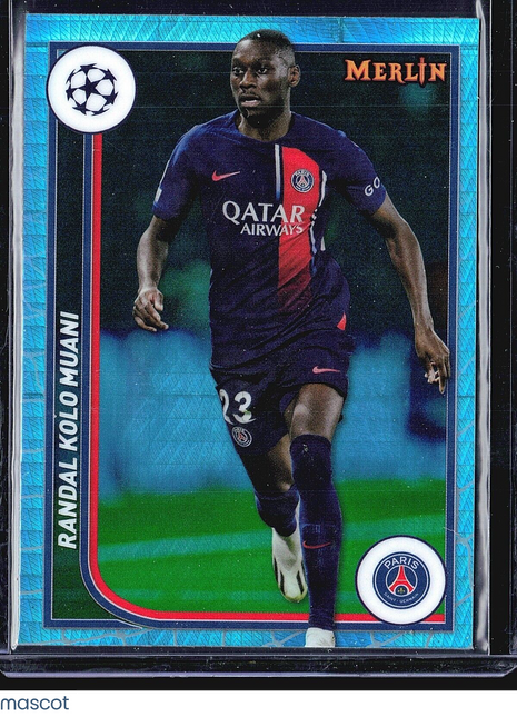 2023-24 Topps Merlin UEFA Club Competitions - #93 Randal Kolo Muani Aqua Shimmer