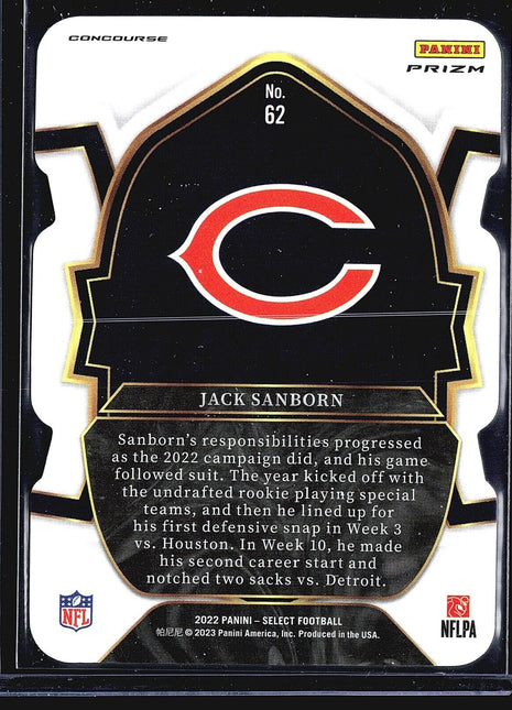 2022 Panini Select - Concourse Tri-Color Prizm #62 Jack Sanborn (RC) Die Cut