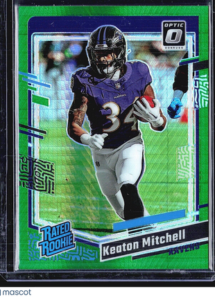 2023 Panini Donruss Optic - Rated Rookie #207 Keaton Mitchell (RC) Green Hyper