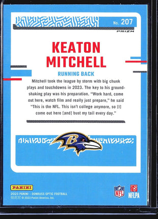 2023 Panini Donruss Optic - Rated Rookie #207 Keaton Mitchell (RC) Green Hyper