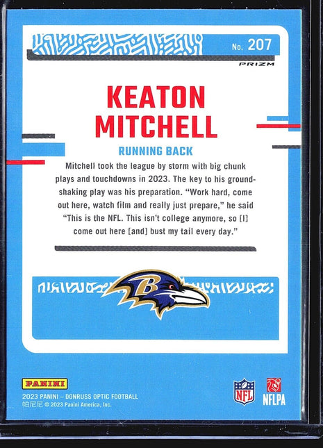 2023 Panini Donruss Optic - Rated Rookie #207 Keaton Mitchell (RC) Green Hyper