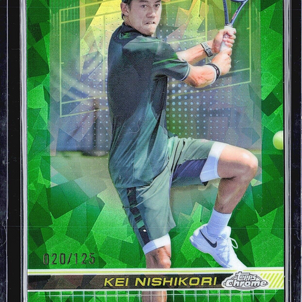 2024 Topps Chrome Tennis Sapphire Green Kei Nishikori #135 /125