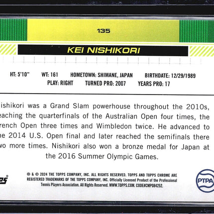 2024 Topps Chrome Tennis Sapphire Green Kei Nishikori #135 /125