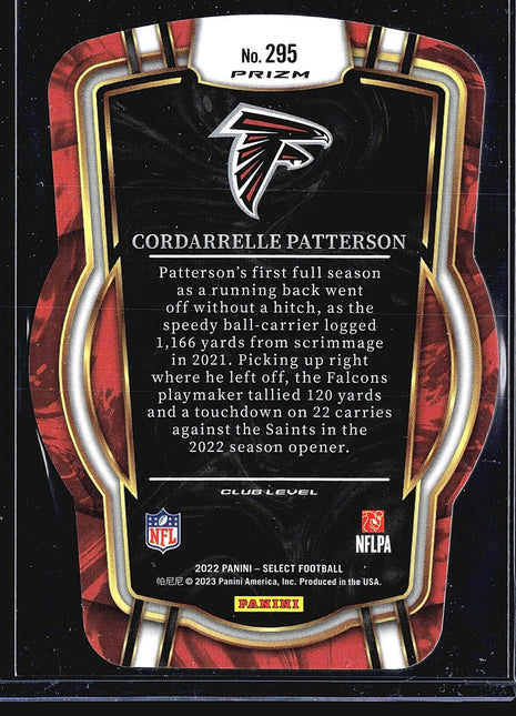 2022 Panini Select Club Level Black & Green Prizm Die-Cut Cordarrelle Patterson