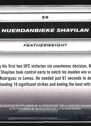 2024 Topps UFC Knockout Nuerdanbieke Shayilan Bronze Rc /250 #36