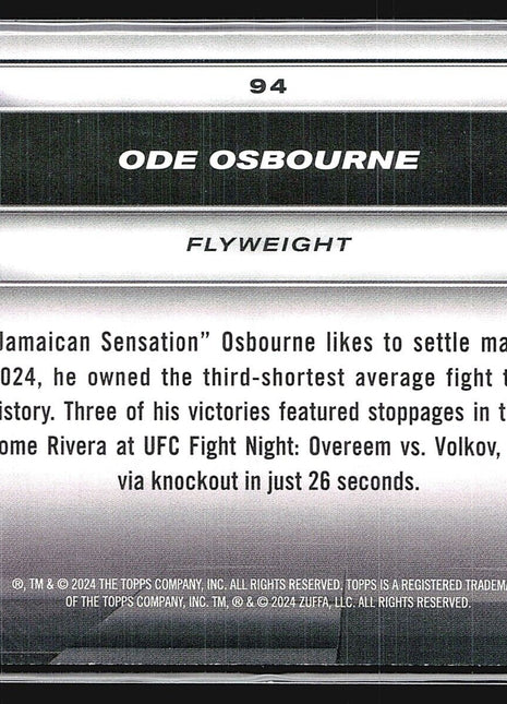 2024 Topps UFC Knockout Ode Osbourne Bronze Rc /250 #94