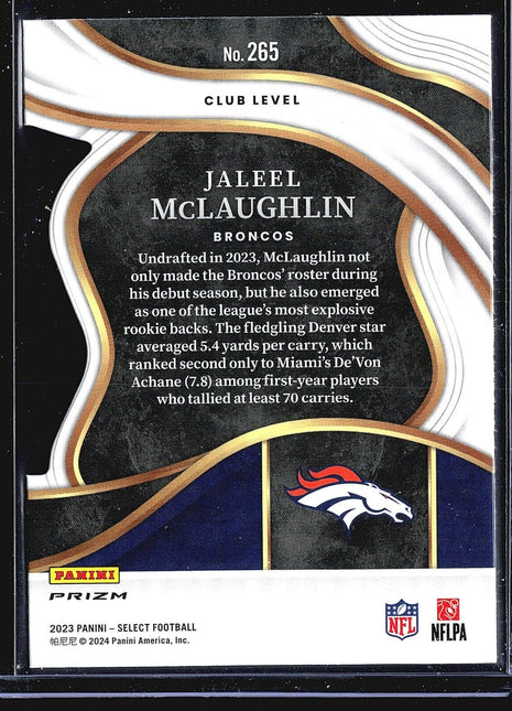 2023 Panini Select - Club Level #265 Jaleel McLaughlin (RC) Die Cut