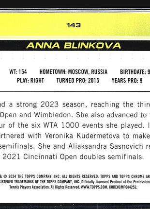 2024 Topps Chrome Tennis Sapphire Anna Blinkova #143