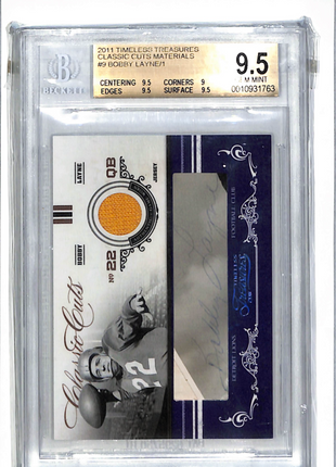 2011 Timeless Treasures Classic Cuts Jersey Bobby Layne #9 1/1 BGS 9.5 Auto 7