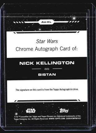2024 Topps Chrome Star Wars Bistan Nick Kellington Auto Green /99