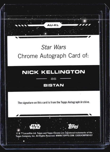 2024 Topps Chrome Star Wars Bistan Nick Kellington Auto Green /99