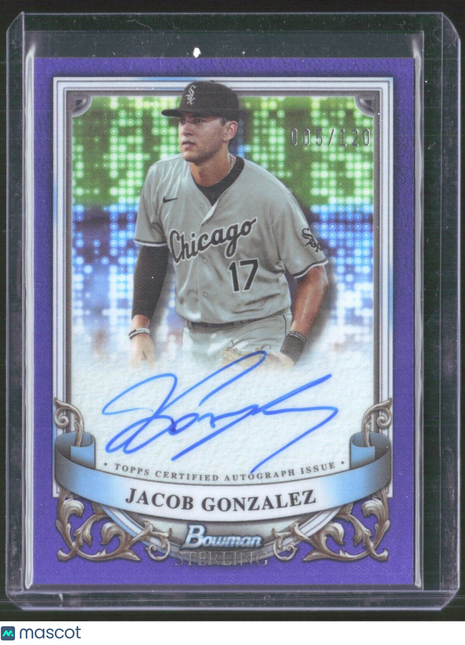 2024 Bowman Sterling Purple Refractor Auto Jacob Gonzalez #PA-CE /120